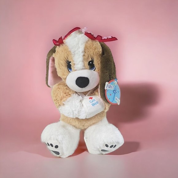 First & Main Melancholy Mel Dog Plush 14" Get Well Stuffed Animal Toy cast loose - Picture 1 of 8